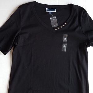 Karen Scott Short Sleeve Black shirt